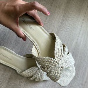 Calvin Klein Women's Beige Woven Sandals